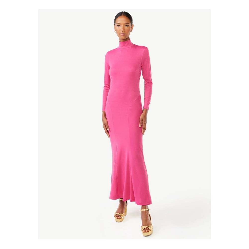 NWT- Scoop Hot Pink Turtleneck Maxi Dress 💖